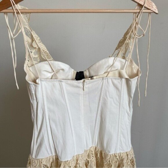 For Love And Lemons Cream Lace Maxi Dress with Black Bow - Picture 9 of 12